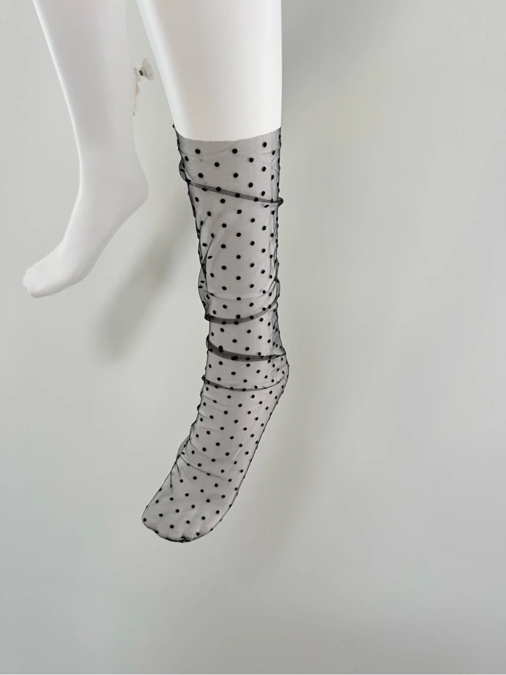 Sheer Polka Dot Sock - Black Dot